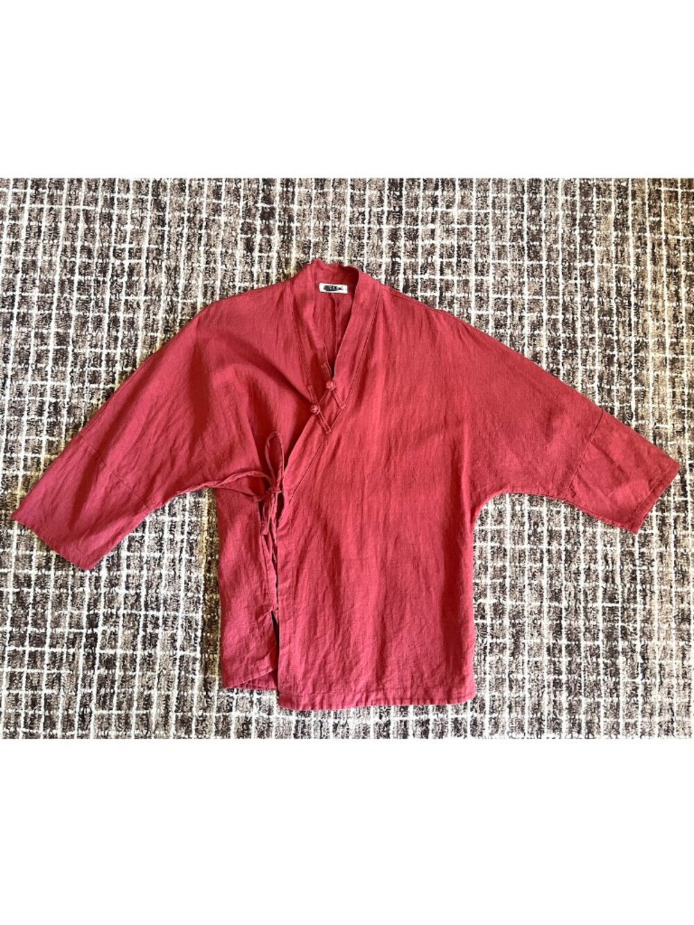 Medium Linen Asian Style Kimono Blouse Top